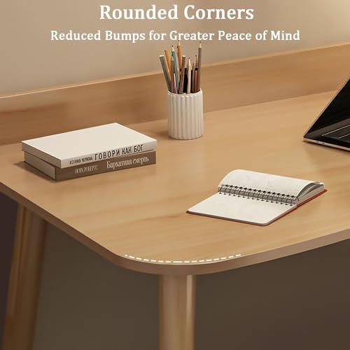 GAOAZHEN Escritorio Moderno para Oficina en casa con cajones, Mesa de Madera Multiusos para Trabajar, estudiar, Escribir, Montaje Sencillo (100 cm de Largo x 49 cm de Ancho x 73 cm de Alto, Blanco)