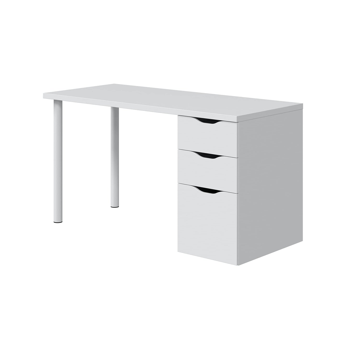 Habitdesign Mesa Ordenador Reversible con 2 Cajones y 1 Puerta, Mesa Despacho, Escritorio, Modelo Athena, Acabado en Color Blanco Artik, Medidas: 138 cm (Ancho) x 60 cm (Fondo) x 74 cm (Alto)