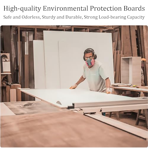 GAOAZHEN Escritorio Moderno para Oficina en casa con cajones, Mesa de Madera Multiusos para Trabajar, estudiar, Escribir, Montaje Sencillo (100 cm de Largo x 49 cm de Ancho x 73 cm de Alto, Blanco)