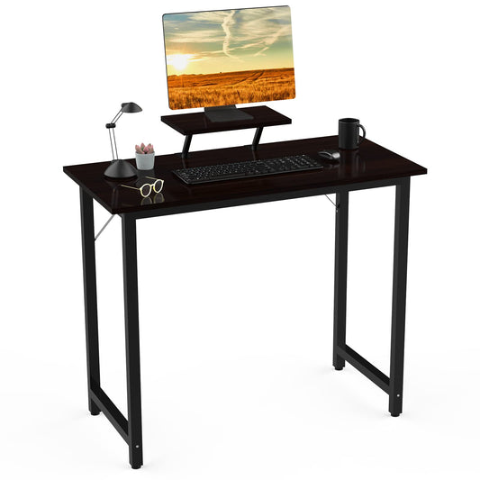 Lvhecforhm Escritorio Ordenador con Bandeja para Monitor, 80x40x75cm Mesa de trabajo apta para el Hogar, Oficinas, Salón - Negro