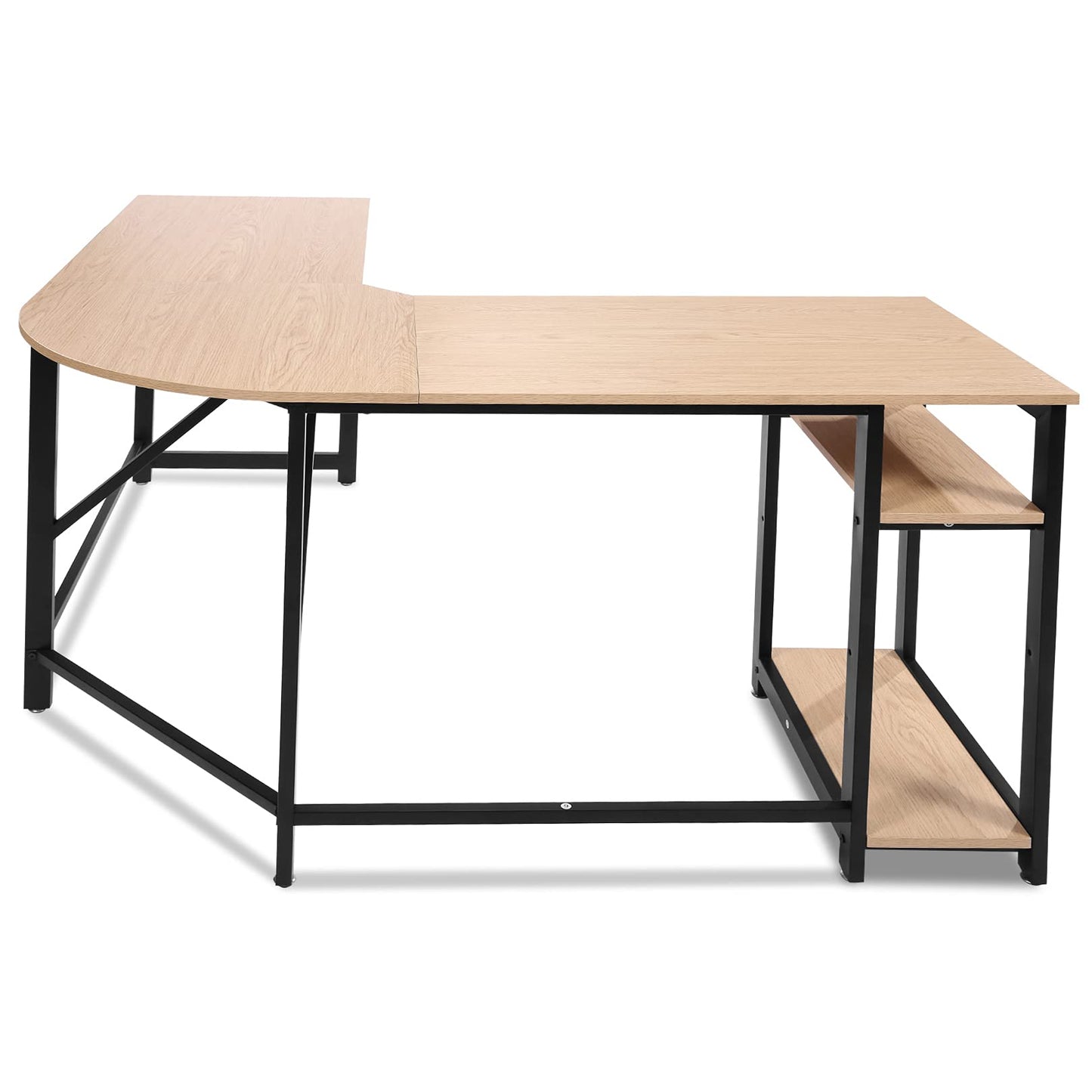 Himimi Escritorio de Ordenador (138X138X75cm), Gran Escritorio de Oficina en Forma de L, Mesa de Juegos para PC, Escritorio esquinero con 2 estantes