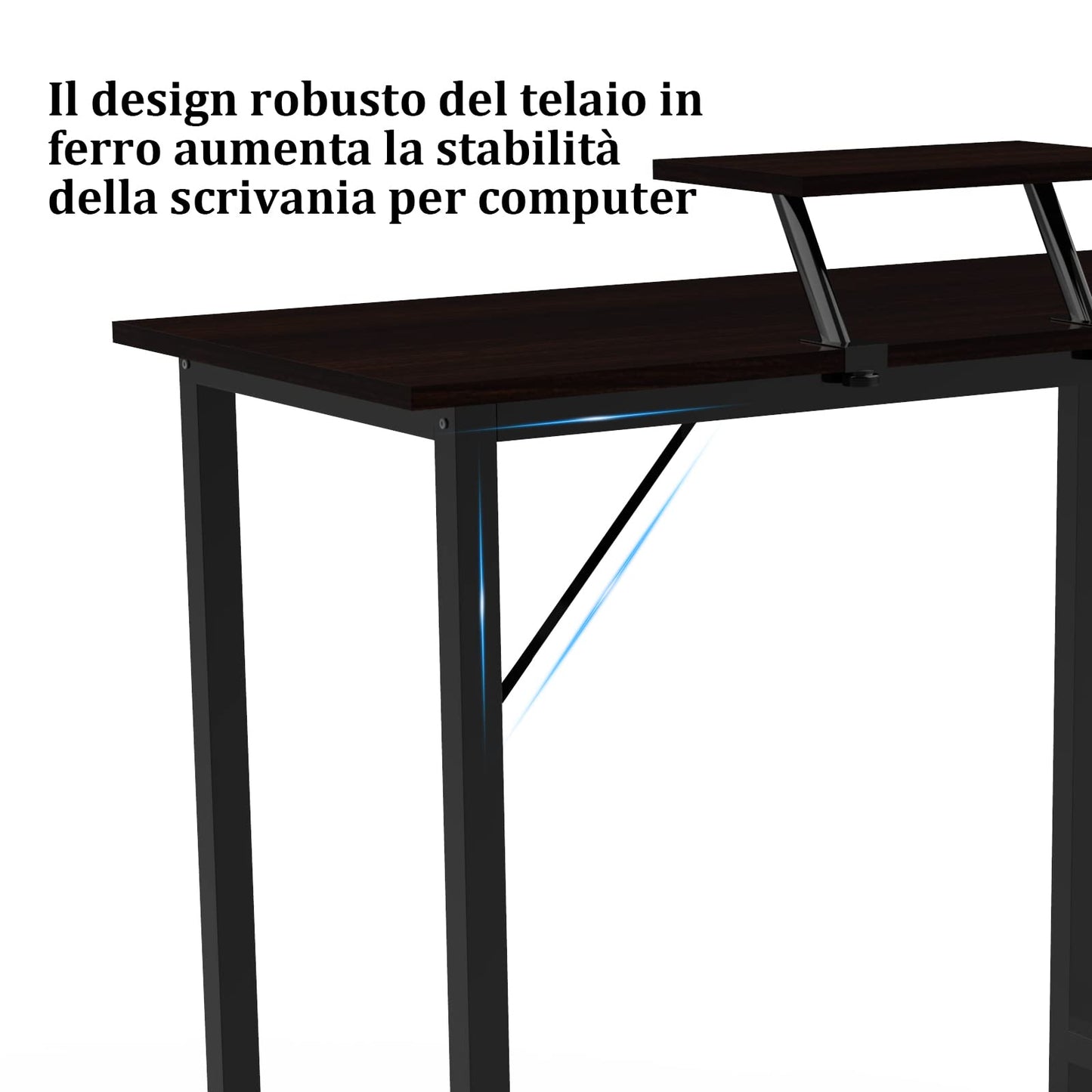 Lvhecforhm Escritorio Ordenador con Bandeja para Monitor, 80x40x75cm Mesa de trabajo apta para el Hogar, Oficinas, Salón - Negro