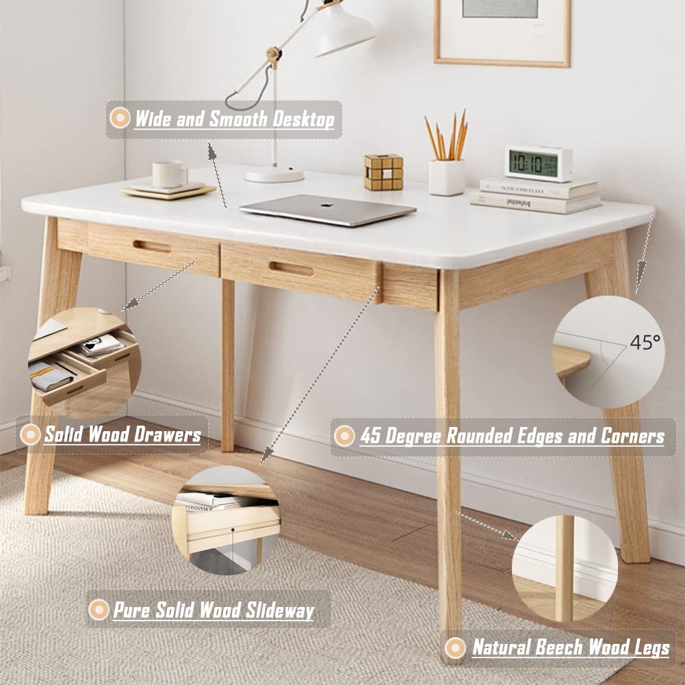 IOTXY Escritorio pequeño de madera con cajones - Escritorio para ordenador en la oficina en casa, blanco, 100 cm