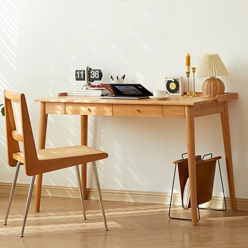 Genérico Escritorio Moderno de Mediados de Siglo de 100 cm con 2 cajones de Almacenamiento, Elegante Escritorio de Madera para Ordenador portátil, Oficina en casa, Estudio, Trabajo y Aprendizaje.