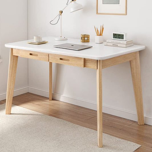 IOTXY Escritorio pequeño de madera con cajones - Escritorio para ordenador en la oficina en casa, blanco, 100 cm