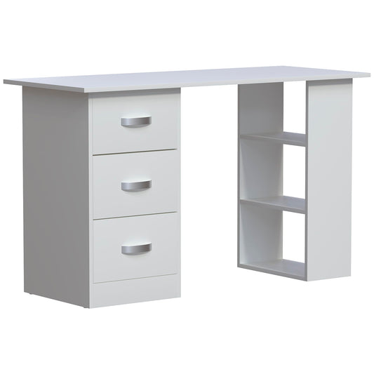 Vida Designs Mason - Escritorio para computadora con estantes y 3 cajones, Mesa de Juegos para PC o Laptop, estación de Trabajo de Estudio, Muebles Color Blanco