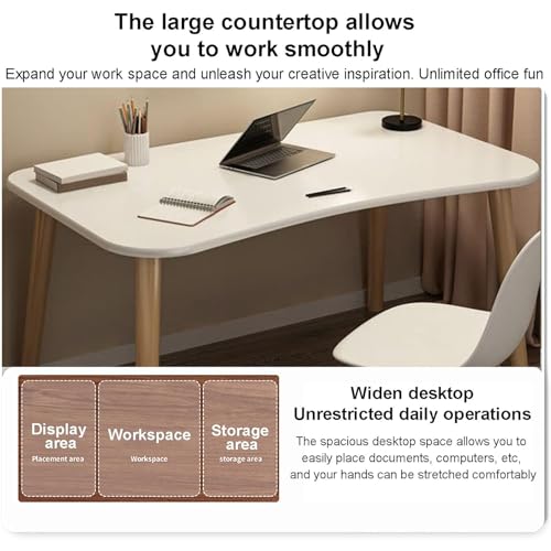 GAOAZHEN Escritorio Moderno para Oficina en casa con cajones, Mesa de Madera Multiusos para Trabajar, estudiar, Escribir, Montaje Sencillo (100 cm de Largo x 49 cm de Ancho x 73 cm de Alto, Blanco)