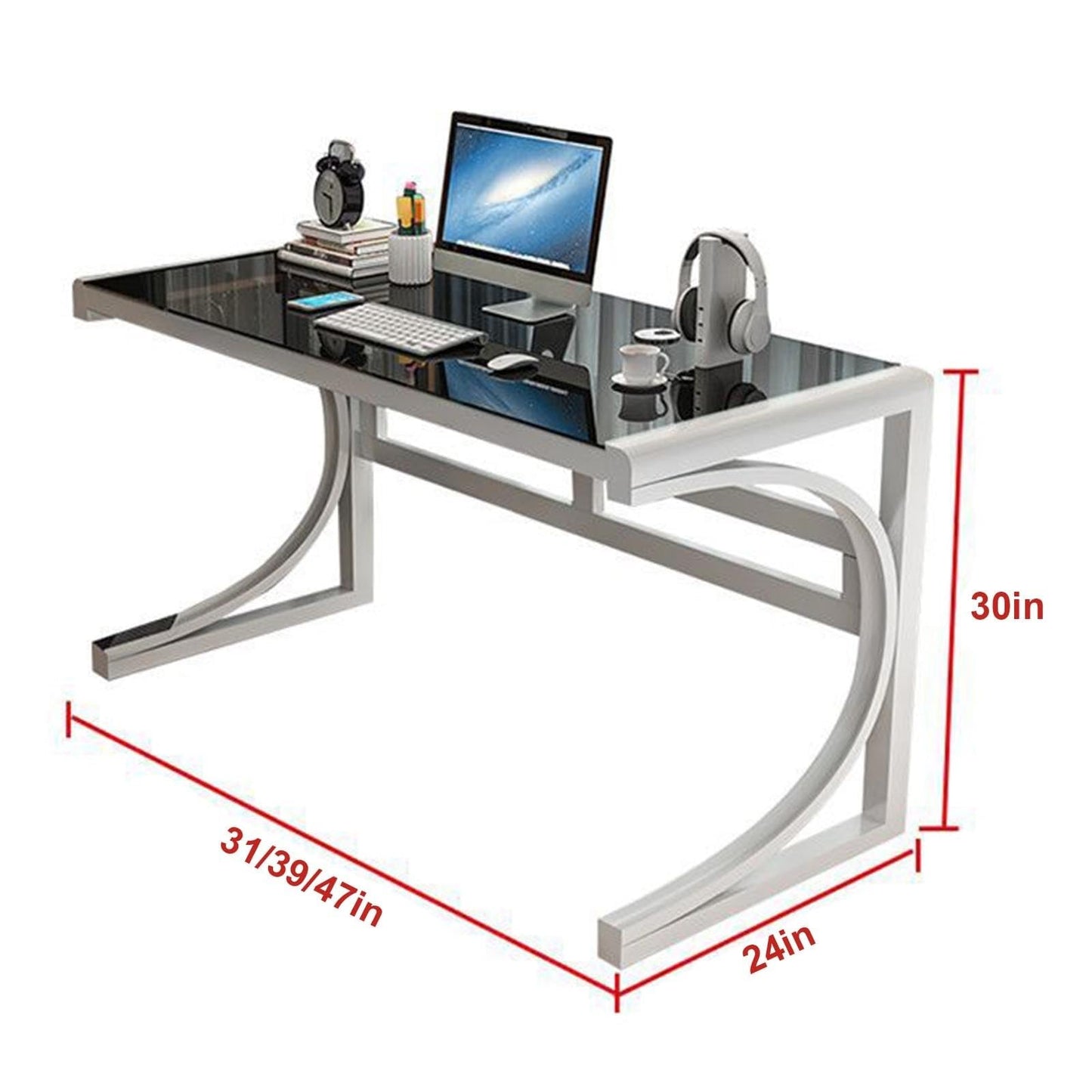 Escritorio De Computadora De Vidrio Templado, Escritorio Moderno Para Oficina En Casa Con Marco De Acero Al Carbono Y Cubierta De Vidrio, Escritorio De Estudio Y Escritura, Estación De Trabajo(E,120x6