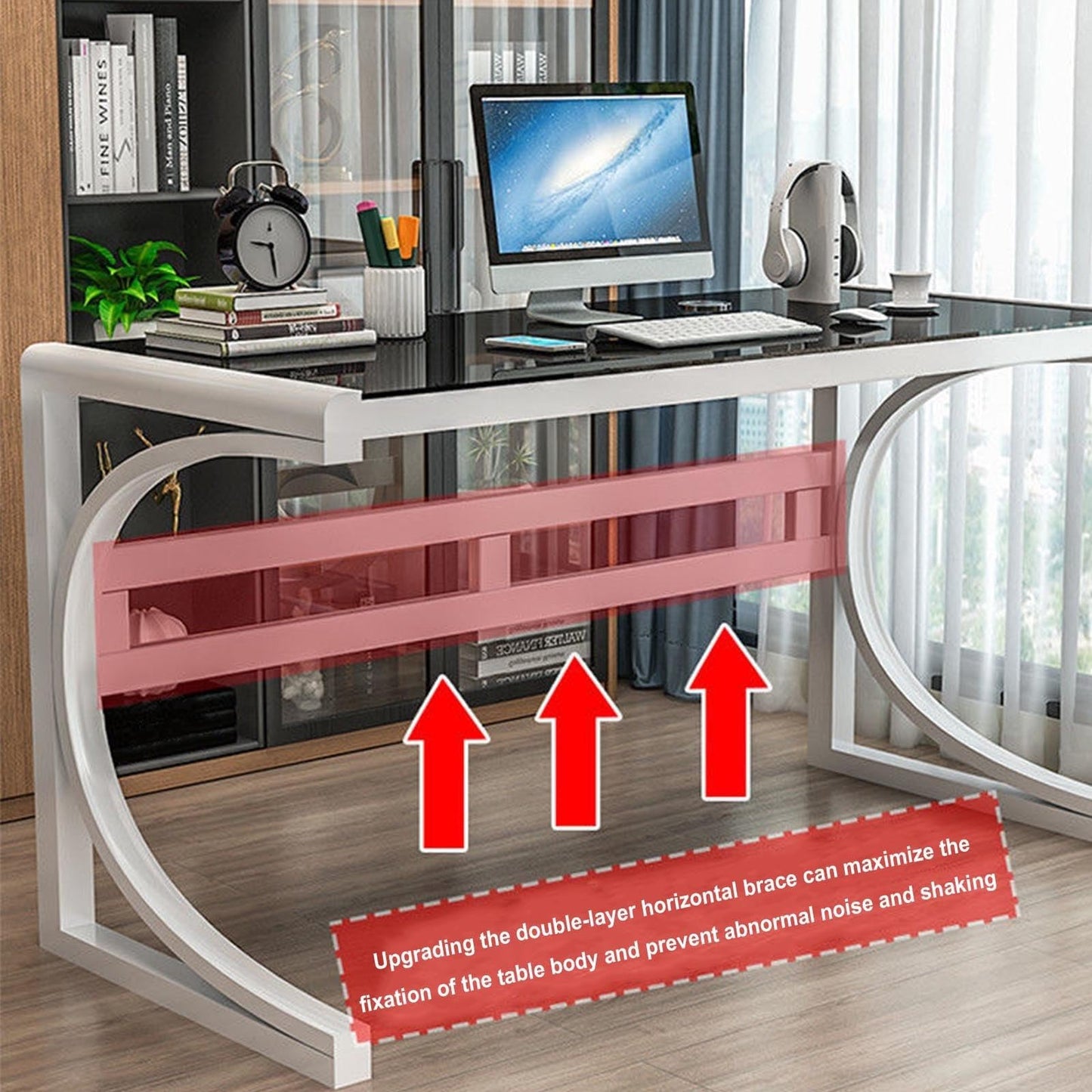 Escritorio De Computadora De Vidrio Templado, Escritorio Moderno Para Oficina En Casa Con Marco De Acero Al Carbono Y Cubierta De Vidrio, Escritorio De Estudio Y Escritura, Estación De Trabajo(E,120x6